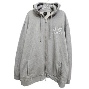 Armani Exchange Gray Bomber Jacket Hoodie AX Logo Chest Armani Exchange On Back